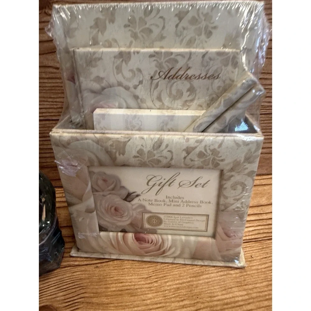Vtg New Sealed Note Pads Desk Sets‎ Address Book Memo Book Lot Of 2 Floral